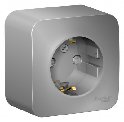 BLANCA О/У РОЗЕТКА с заземлением со шторк. изолирующая пластина, 16А, 250В, АЛЮМИНИЙ