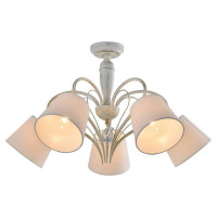 LUSSOLE STAMFORD Люстра потолочная, цвет основания - белый, плафон - ткань (цвет - белый), 5x40W E14, LSP-8062