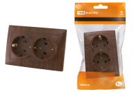 Розетка двойная 2П+З 16А 250В "ЭКО" (бук) "Таймыр" TDM Electric, SQ1814-0314