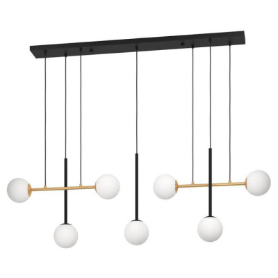 390178 Люстра PAZ, 7X40W (E14), сталь, черный, матовая латунь / матовое опаловое стекло, белый