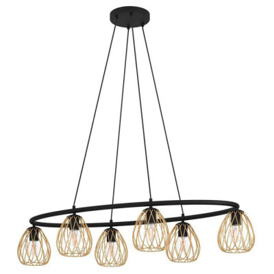 390092 Подвесной потолочный светильник (люстра) JAZMINIA1, 6x40W, E27, L1160, B565, H1500, сталь, че