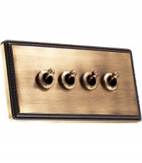 Fontini Блок на 2 поста, 2-клавишный выключатель х 2, цвет бронза,  Fontini, серия Font barcelona 1950