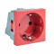 Розетка 45х45 с заземлением, с защ, шторками, 90 градусов, красная EKF