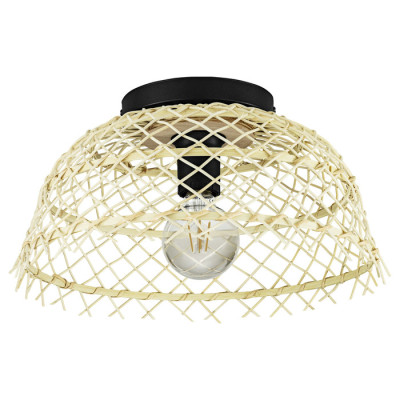 43831 Потолочный светильник AUSNBY, 1Х40W, E27, H200, ?370, сталь, черный/дерево, натуральный