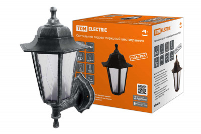 Светильник садово-парковый НБУ 06-60-001 шестигр., настенный, пластик, расс.пластик, серебро TDM Electric, SQ0330-0791
