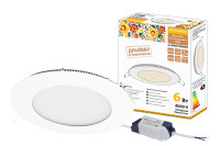 Светильник ультратонкий встраиваемый светодиодный "Даунлайт НАРОДНЫЙ" СВО (белый) 6 Вт 4000К, SQ0329-0059