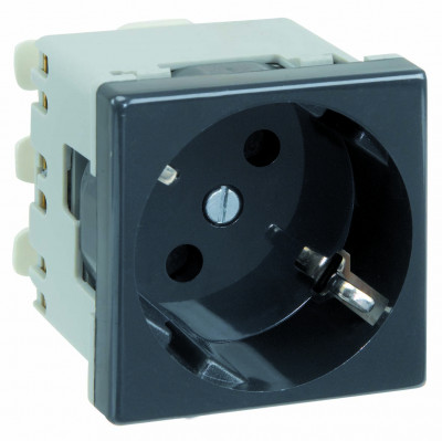 Simon SConnect Розетка 2К+З, 16А 250В, 45х45мм, безвинтовые клеммы, графит, K11-14