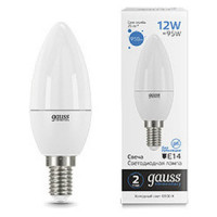 Лампа Gauss Elementary Свеча 12W 950lm 6500K Е14 LED 1/10/100, 33132