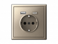Systeme Electric ArtGallery Розетка 16 А с двумя портами USB (A и C), цвет шампань