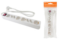 Удлинитель бытовой  У044В, выключатель, 4 б/з+4 с/з, 5метров, ПВС 3х1,5мм2  16А/250В TDM Electric, SQ1303-0322