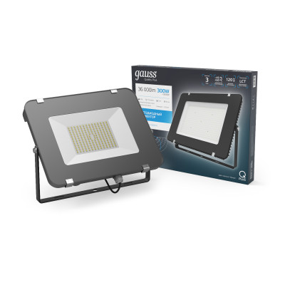 Прожектор Gauss Qplus 300W 36000lm 6500K 175-265V IP65 черный LED 1/2, 613511300