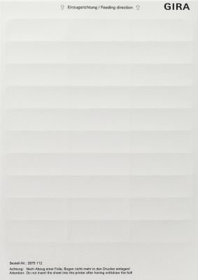 2875112 Gira Листы для надписей 23,7x66,3 мм
