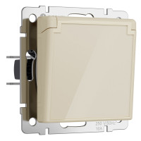 Werkel W1171243/ Розетка влагозащ. с зазем. с защит. крышкой и шторками (айвори акрил), a064062