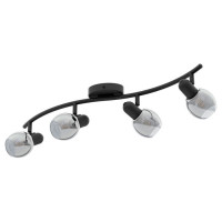98626 Спот POLLICA, 4х28W (E14), L585, B290, спот, сталь, черный/металл. стекло, черный-прозрачный