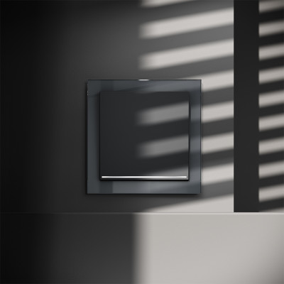 Выключатель встраиваемый VOLTUM S70 одноклавишный с подсветкой 10А, (графит), VLS010207