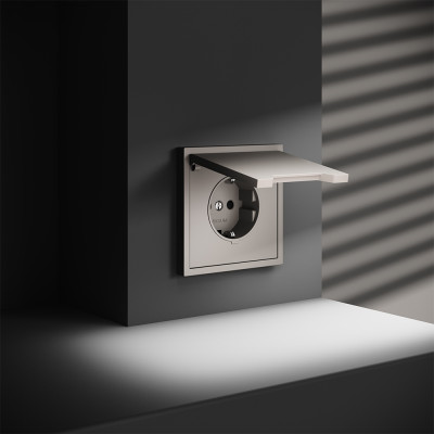 Розетка встраиваемая VOLTUM S70 с заземлением, защитными шторками и крышкой 16А, (кашемир), VLS040303