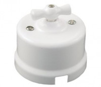 Bironi Выключатель 1кл. проходной, керамика, цвет белый, B1-201-01