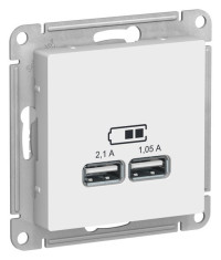 ATN001333 - ATLASDESIGN USB РОЗЕТКА A+A, 5В/2,1А, 2х5В/1,05А, механизм, ЛОТОС, Systeme Electric