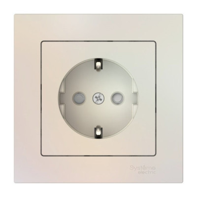 ATN000444S - ATLASDESIGN РОЗЕТКА с заземлением со шторками, 16А, в сборе, быстрозажим. клем., ЖЕМЧУГ, Systeme Electric