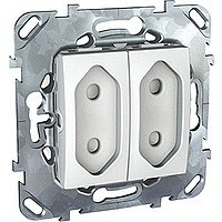 РОЗЕТКА 2-модульная, без зазем., со шторками, винт. зажим, 10 А, БЕЛЫЙ