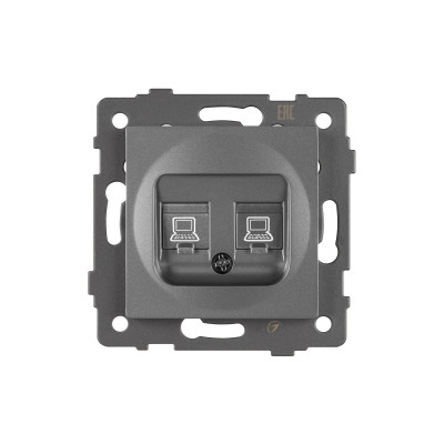 049851 - Механизм компьютерной розетки двойной SCT-MPC2-PL-GR-V (RJ-45, CAT6) (Arlight, -)