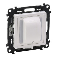 Legrand Valena LIFE.Выключатель кнопочный 6А 250В со шнуром, с лицевой панелью.Безвинтовые зажимы.Белый, 752124