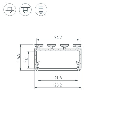 Профиль PLS-LOCK-H15-2000 ANOD (Arlight, Алюминий), 027737