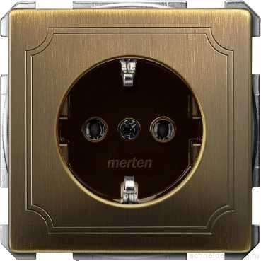 SD Розетка со шторками 2К+З 16А 250В~, винт. клеммы, античн. латунь