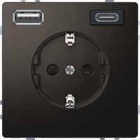 MERTEN D-Life РОЗЕТКА силовая 16 A с зарядкой USB A+C 3 A, АНТРАЦИТ