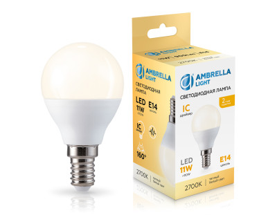 Светодиодная лампа шар P45 E14 11Вт 2700K 160°, AMBRELLA LIGHT, 451113