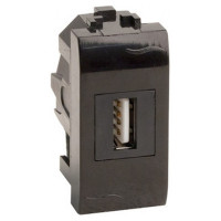 ДКС USB 2.0 розетка, Brava, черная, 1 мод., 77200N