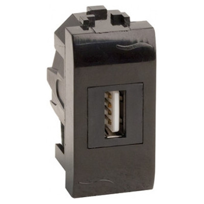 ДКС USB 2.0 розетка, Brava, черная, 1 мод., 77200N