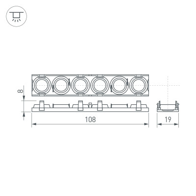 Экран линзованный SL-LINE-W20-30deg-540 (Arlight, Пластик), 041791