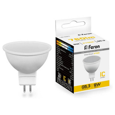 Лампа светодиодная, (9W) 230V G5.3 2700K MR16, LB-560, Feron 25839