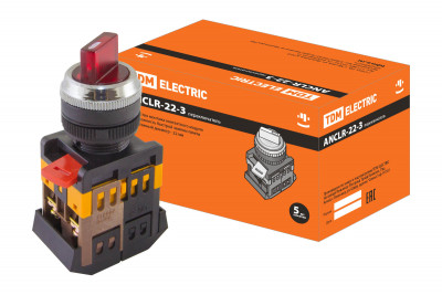 Переключатель АNСLR-22-3 на 3 фикс.полож.красный неон/230В I-O 1з+1р TDM Electric, SQ0703-0004