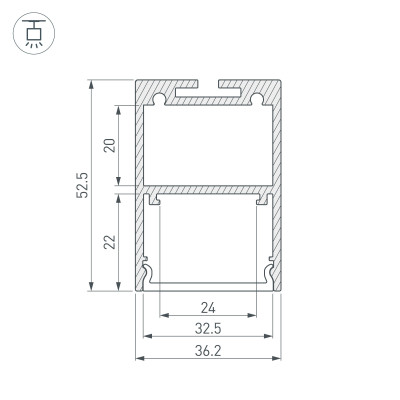 Профиль ARH-LINE-3750A-2000 ANOD (Arlight, Алюминий), 019615