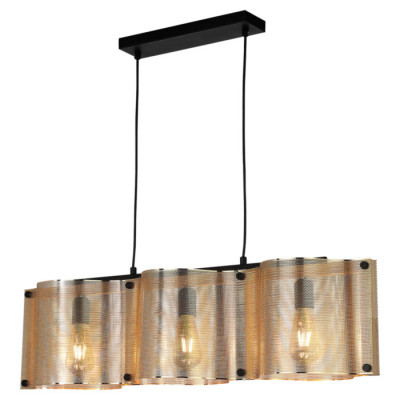 LUSSOLE EDMONTON Линейно-Подвесной светильник, цвет основания - черный, плафон - металл (цвет - медный), 3x10W E27, GRLSP-8341