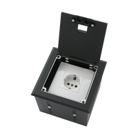 Люк напольный на 1 модуль (горизонт.), металлический, h=100мм, с рамкой, крышка без углубления, TIMIUX, черный, EU1GH100R BL