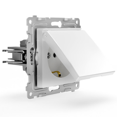 Розетка 1-м СП Pixel 16А IP20 с заземл. защ. шторки с крышкой механизм бел. TOKOV ELECTRIC TKE-PX-R1ZSW1-C01