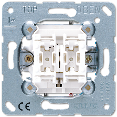 Балансирный кнопочный механизм для жалюзи, двухклавишный, с механической блокировкой от одновременного нажатия, 1 двигатель, пружинные зажимы; не подходит к клавишам серии EP; универсальные встраиваемые механизмы, 539VU