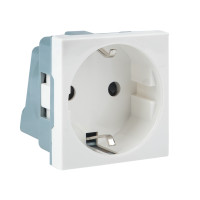Розетка 45х45 с заземлением, с защ, шторками, 90 градусов, белая EKF