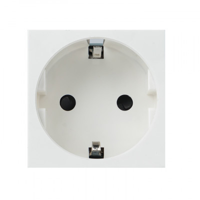 Розетка 45х45 с заземлением, с защ, шторками, 90 градусов, белая EKF