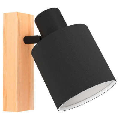 99488 Спот BATALLAS, 1x10W, E27, L100, H170, A205, сталь/текстиль/дерево, черный/белый