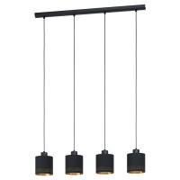 99275 Подвес ESTEPERRA, 4x28W(E27), L940, B160, H1100, сталь, черный/текстиль, черный, золотой