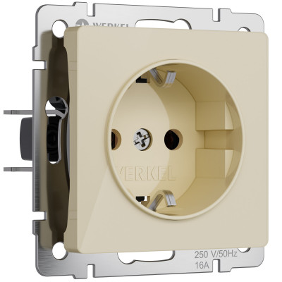 Werkel W1171143/ Розетка с заземлением и шторками (айвори акрил), a064061