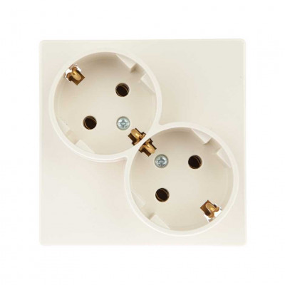 Simon 2450459-031 Розетка двойная с заземлением Schuko 2х2Р+Е 16A 250В~ цвета слоновая кость S24 Harmonie