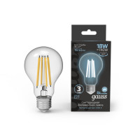 Лампа Gauss Filament А60 18W 1650lm 4100К Е27 LED 1/10/40, 102902218