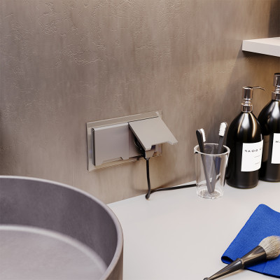 Розетка встраиваемая VOLTUM S70 с заземлением, защитными шторками и крышкой 16А, (шелк), VLS040304