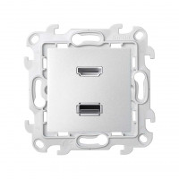 Simon Розетка HDMI v1.4 + USB 2.0 для передачи данных цвета алюминий S24 Harmonie, 2411095-033