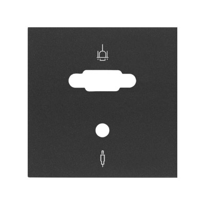 Simon 10000091-238 Накладка розетки VGA + Mini-Jack цвета черный матовый S100